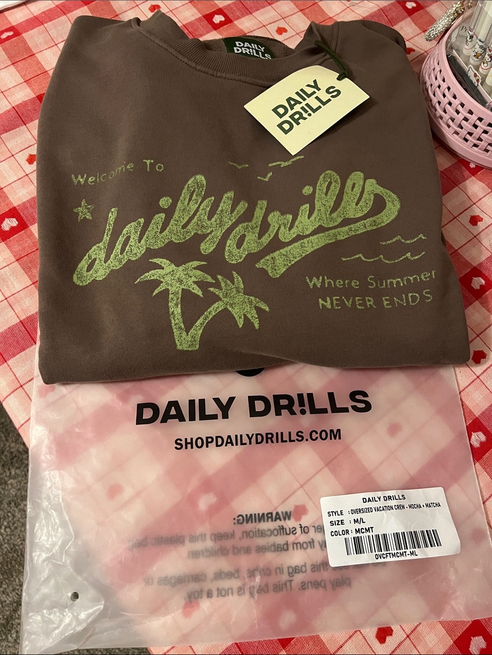 Daily Drills Mocha/Matcha Crewneck Sweatshirt with Graphic